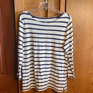 Old Navy Navy and White Striped Long Sleeve Boatneck Tee